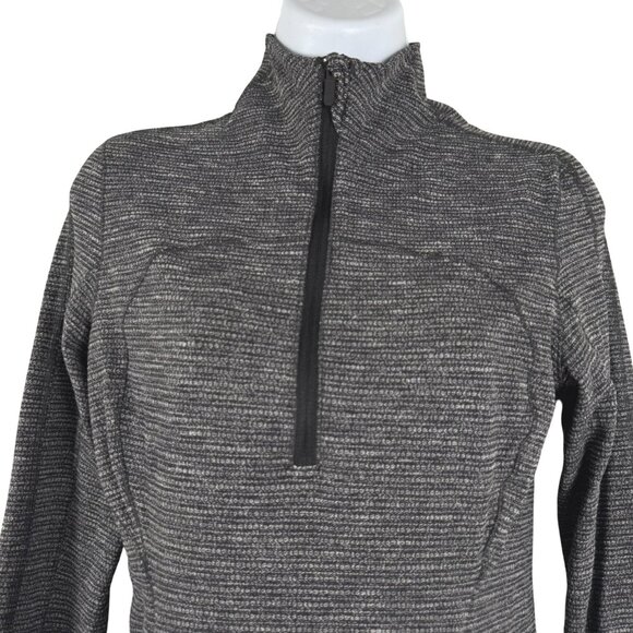 Lululemon Run Briskly 1/2 Zip Pullover Top Size 6 Coco Pique Black White TP-3330 - Picture 3 of 8